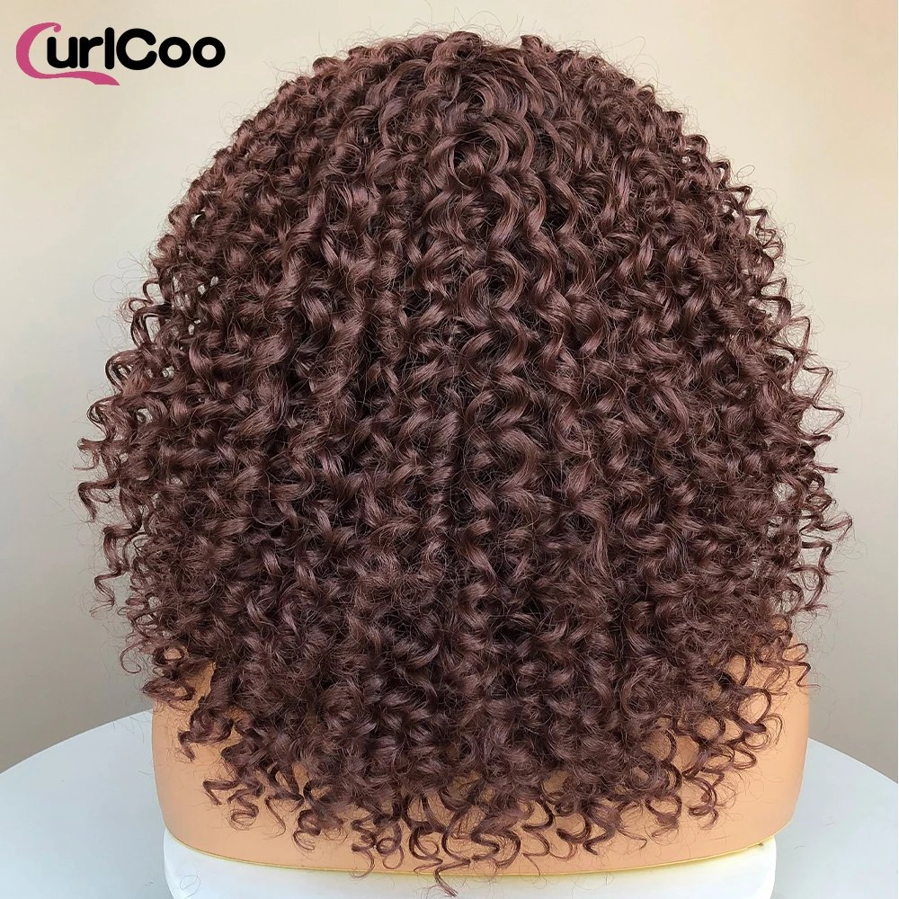 CurlyCoo Synthetic Curly Lace Front Wigs For Black Women Short Kinky Curly Bob Wig Ombre Natural Water Wave Cosplay Wig CurlyCoo Synthetic Curly Lace Front Wigs For Black Women Short Kinky Curly Bob Wig Ombre Natural Water Wave Cosplay Wig
