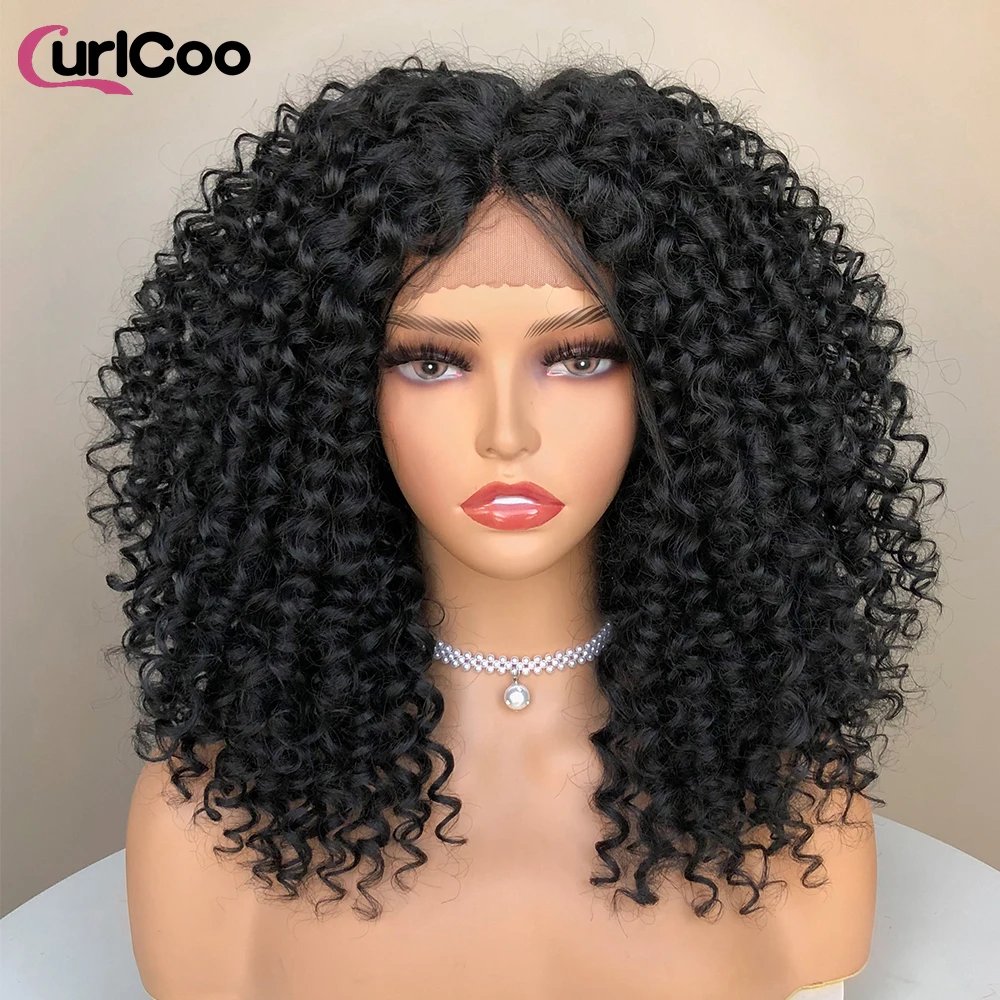 CurlyCoo Synthetic Curly Lace Front Wigs For Black Women Short Kinky Curly Bob Wig Ombre Natural Water Wave Cosplay Wig CurlyCoo Synthetic Curly Lace Front Wigs For Black Women Short Kinky Curly Bob Wig Ombre Natural Water Wave Cosplay Wig