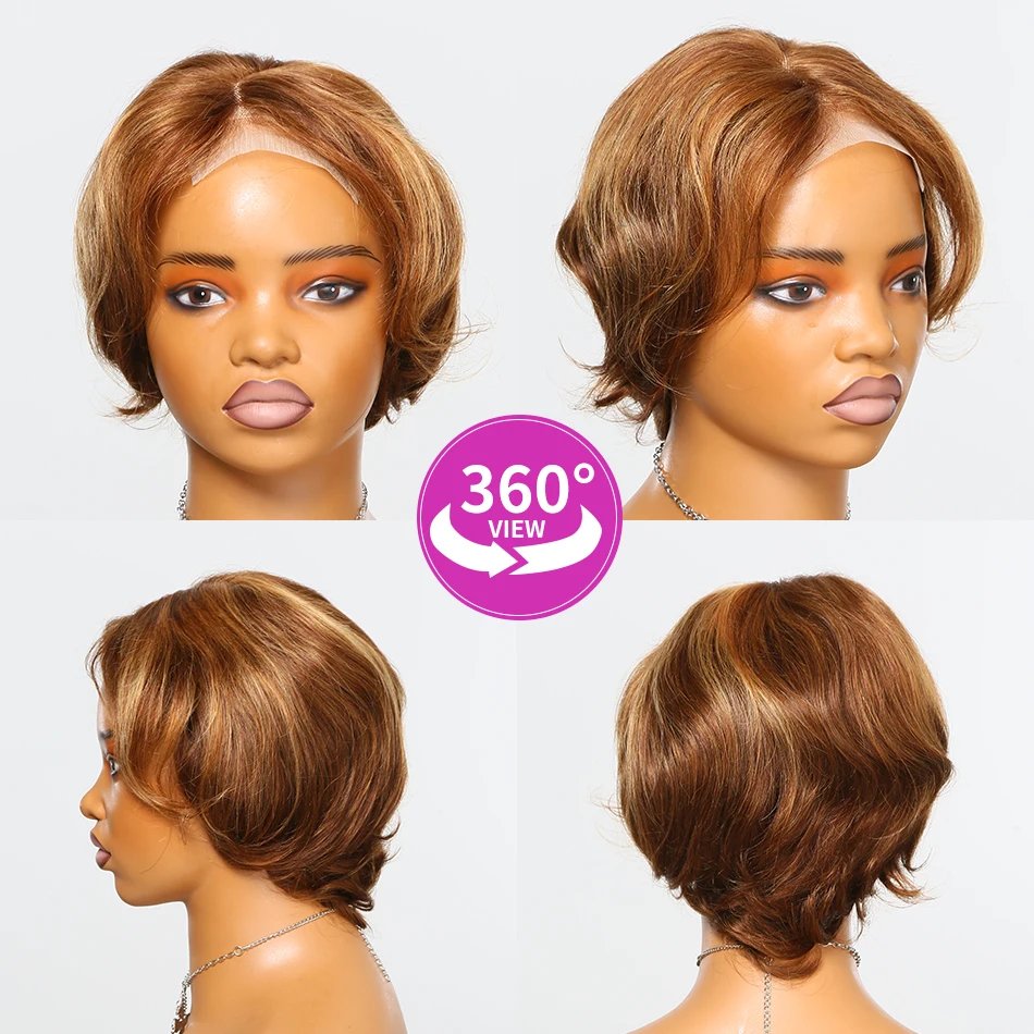 4/27 Highlight 4x4 Body Wave Glueless Closure 100%Human Hair Frontal Wigs Ombre Brown Mix Blonde Water Wave C Part Short Bob Wig 4/27 Highlight 4x4 Body Wave Glueless Closure 100%Human Hair Frontal Wigs Ombre Brown Mix Blonde Water Wave C Part Short Bob Wig