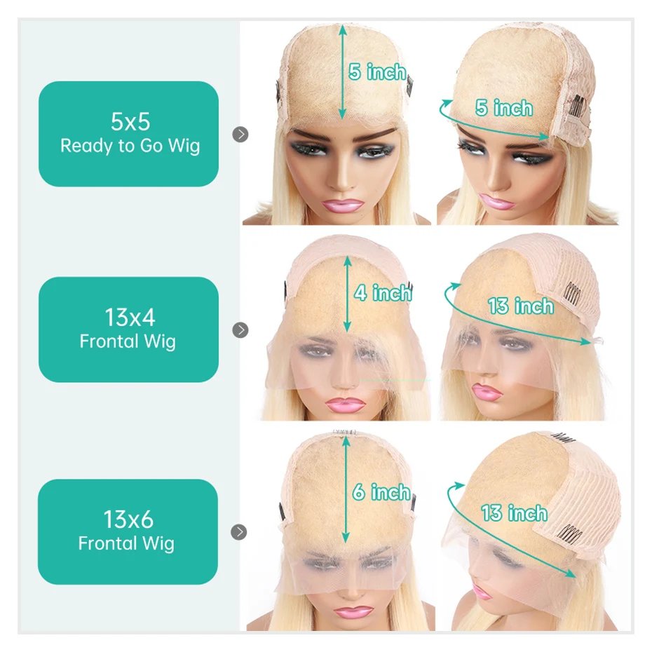 5x5 13x4 13x6 613 Blonde Bob Hair Wig Human Hair Lace Frontal Wig Brazilian Straight Bob Wig Lace Front Human Hair Wig for Women