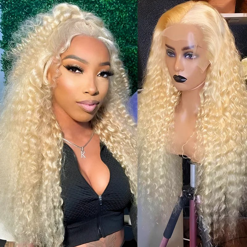 613 Transparent Hd lace front wig human hair 13x6 Blonde Curly human hair 100% 13X4 Deep Wave 40 inch Brazilian wig for women