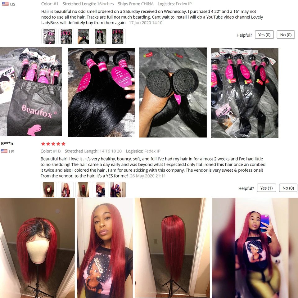 Beaufox Peruvian Hair Bundles Straight Human Hair Weave Bundles Remy Hair Extension Natural Black 1/3/4 Pcs 8-30 Inches