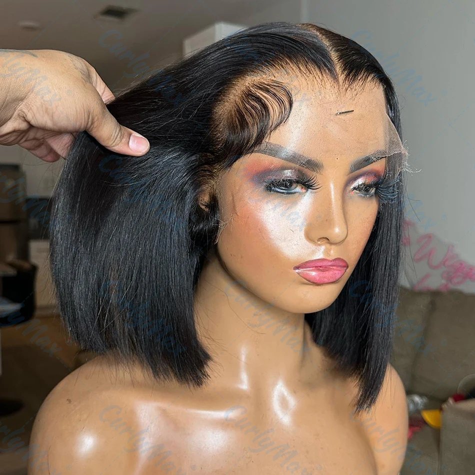 250% Brazilian Bone Straight Short Bob 13x4 Lace Frontal Human Hair 13x6 HD Transparent Lace Front 5x5 Closure Bob Wig For Women