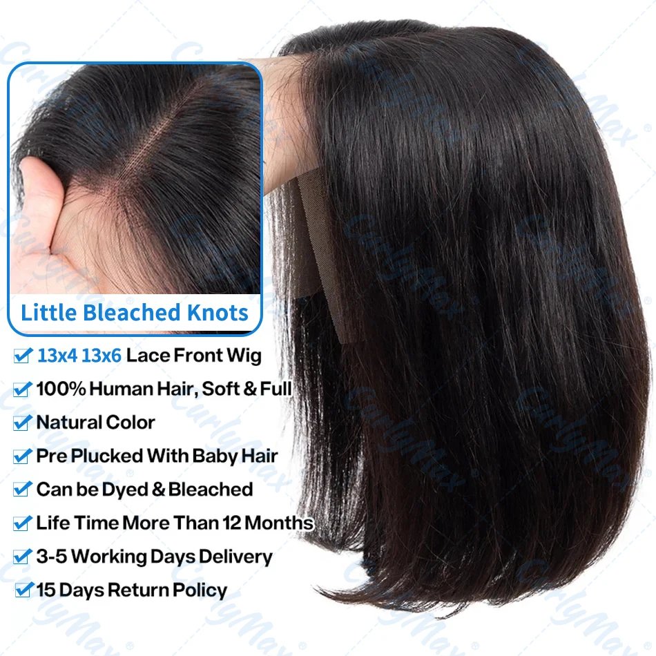 250% Brazilian Bone Straight Short Bob 13x4 Lace Frontal Human Hair 13x6 HD Transparent Lace Front 5x5 Closure Bob Wig For Women