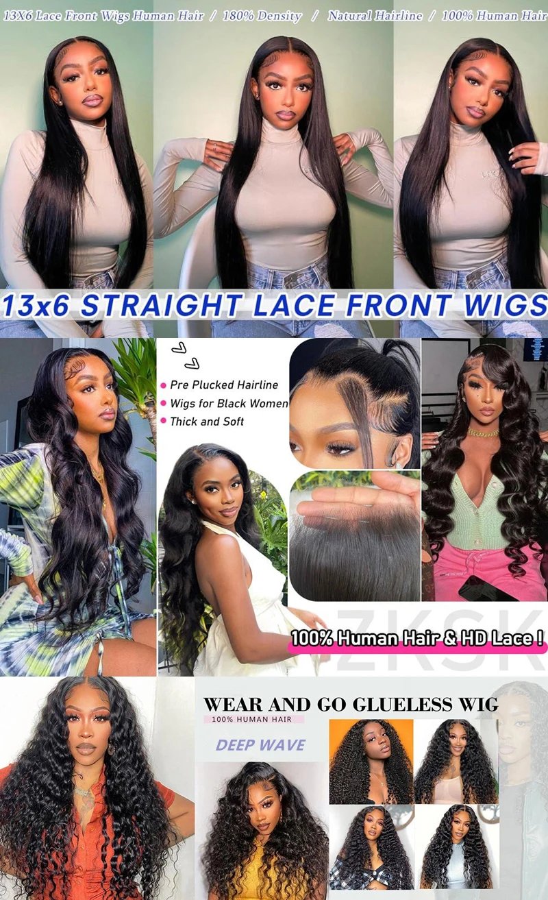 Wear Easy Go Wig Human Hair Ready To Wear Pre plucked Straight Human Hair Wigs 5x5 Lace Closure Pre Cut 13x4 Lace Front Wigs