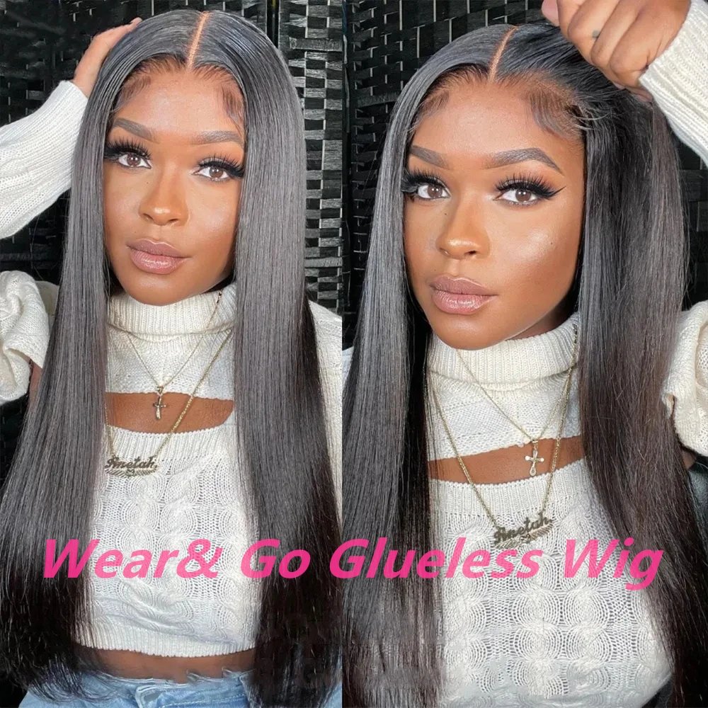 Wear Easy Go Wig Human Hair Ready To Wear Pre plucked Straight Human Hair Wigs 5x5 Lace Closure Pre Cut 13x4 Lace Front Wigs
