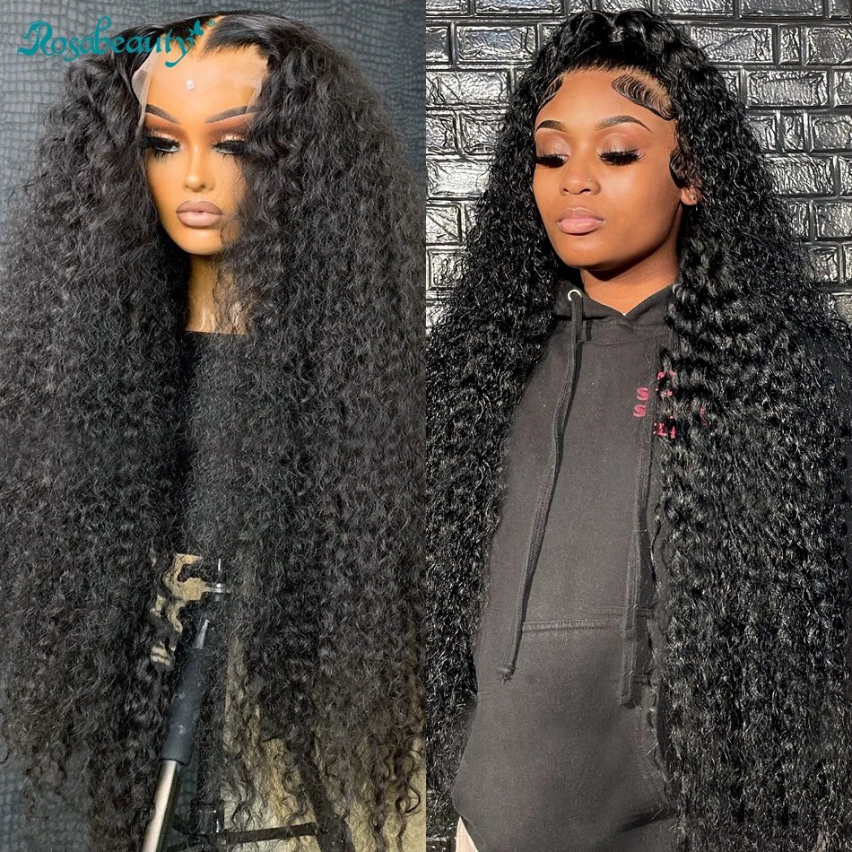 Rosabeauty 250 Density HD 13X6 360 Full Transparent Deep Water Wave Curly Lace Frontal Wigs 30 40 Inch 13X4 Front Human Hair Wig