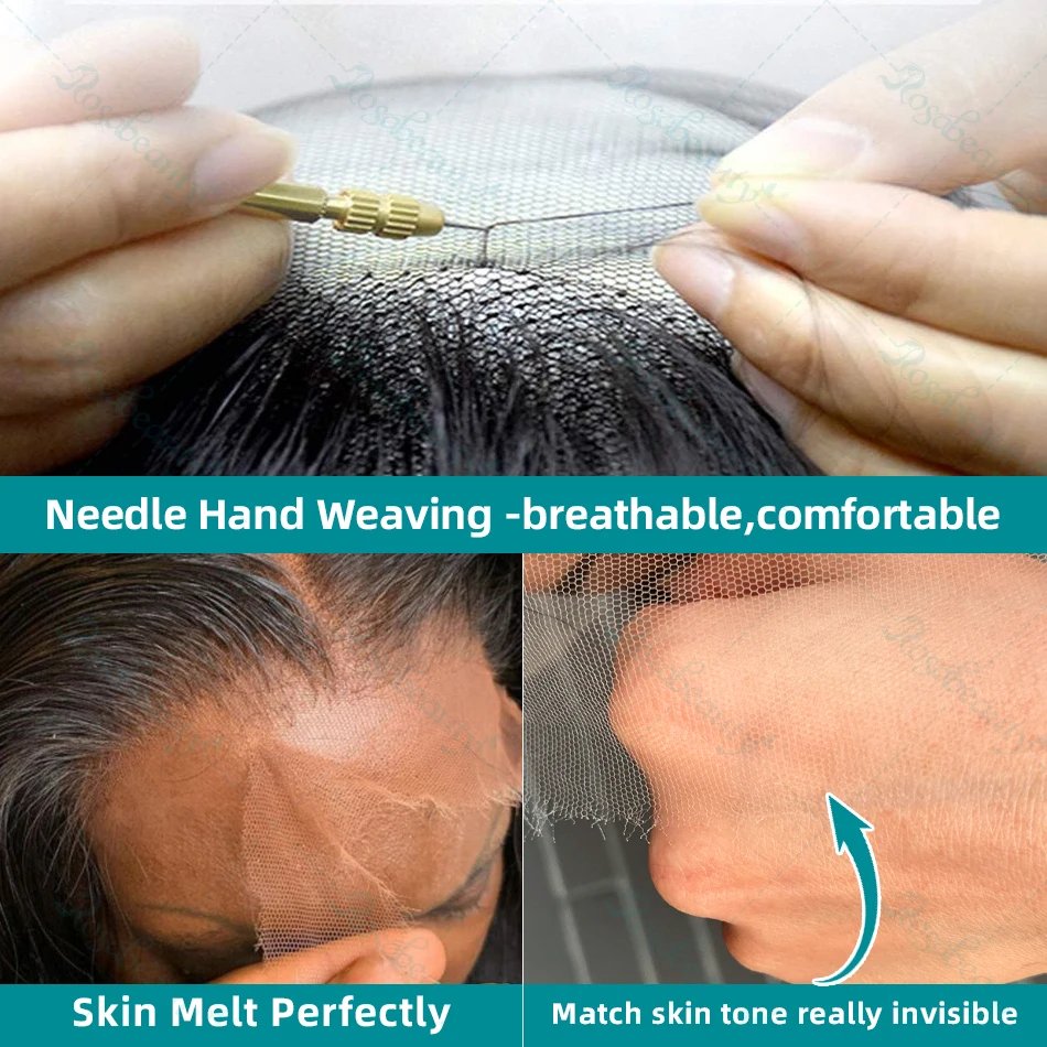 Rosabeauty 250 Density HD 13X6 360 Full Transparent Deep Water Wave Curly Lace Frontal Wigs 30 40 Inch 13X4 Front Human Hair Wig