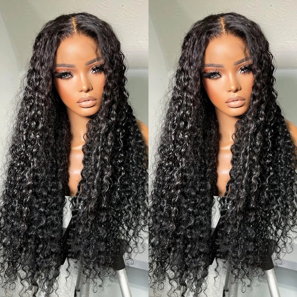 Rosabeauty 250 Density HD 13X6 360 Full Transparent Deep Water Wave Curly Lace Frontal Wigs 30 40 Inch 13X4 Front Human Hair Wig