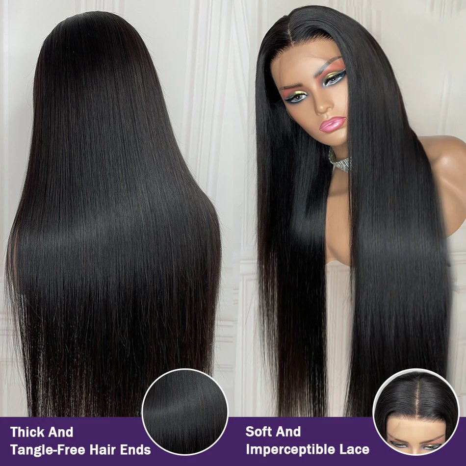 Wigirl HD 40 inch Straight 13x6 Human Hair Lace Frontal Wigs 250 Density Remy PrePlucked 13x4 Lace Front Wig For Women