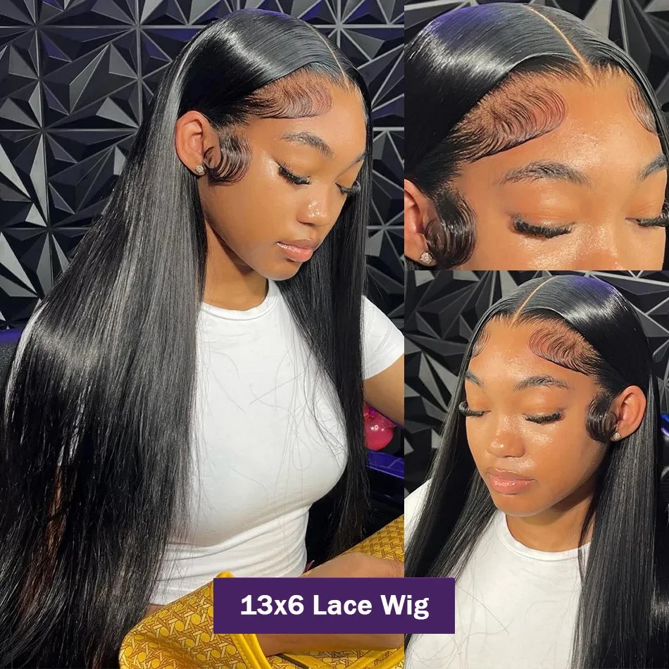 Wigirl HD 40 inch Straight 13x6 Human Hair Lace Frontal Wigs 250 Density Remy PrePlucked 13x4 Lace Front Wig For Women