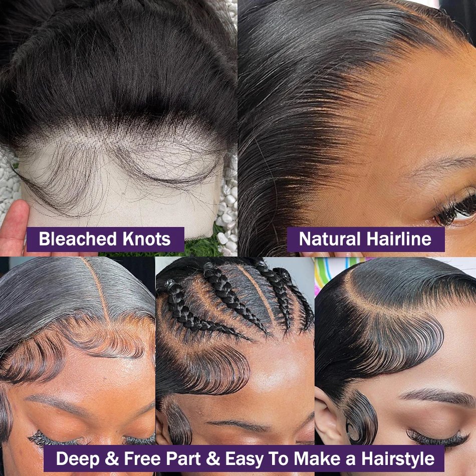 Wigirl HD 40 inch Straight 13x6 Human Hair Lace Frontal Wigs 250 Density Remy PrePlucked 13x4 Lace Front Wig For Women