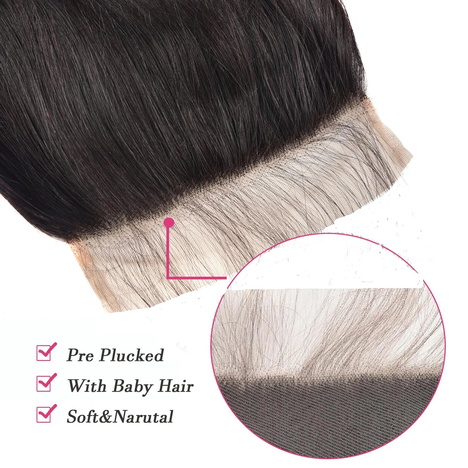 4x4 5x5 Lace Closure Straight Human Hair Top Lace Closure Preplucked Ear to Ear 13x4 Lace Frontal Transparent Lace Closure