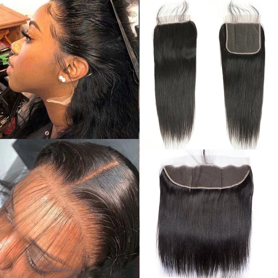 4x4 13x4 Transparent HD Lace Frontal Closure Straight Water Wave Kinky Curly Lace Closure Only 100% Remy Human Hair pre plucked