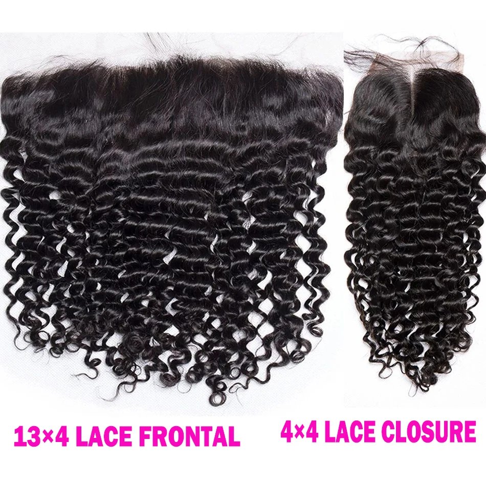 4x4 13x4 Transparent HD Lace Frontal Closure Straight Water Wave Kinky Curly Lace Closure Only 100% Remy Human Hair pre plucked