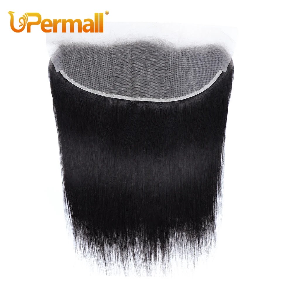 Upermall Pre Plucked Swiss 4x4 Lace Closure 13x4 Frontal Transparent Can Be Bleached Brazilian Human Hair Straight Body Wave