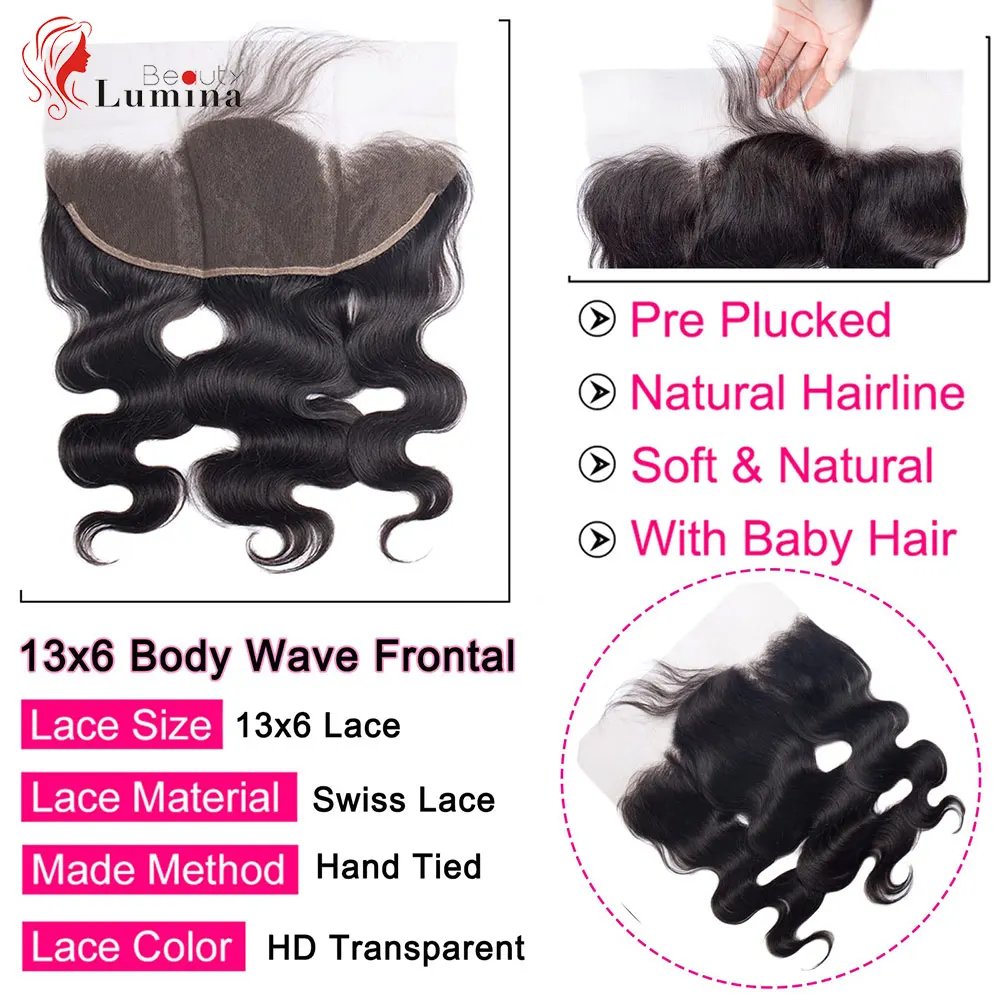 13x4 Lace Frontal 4X4 Body Wave Lace Frontal Closure 4x4 Brazilian Remy Hair Pre Plucked 100% Human Hair Lace Frontal 13x4