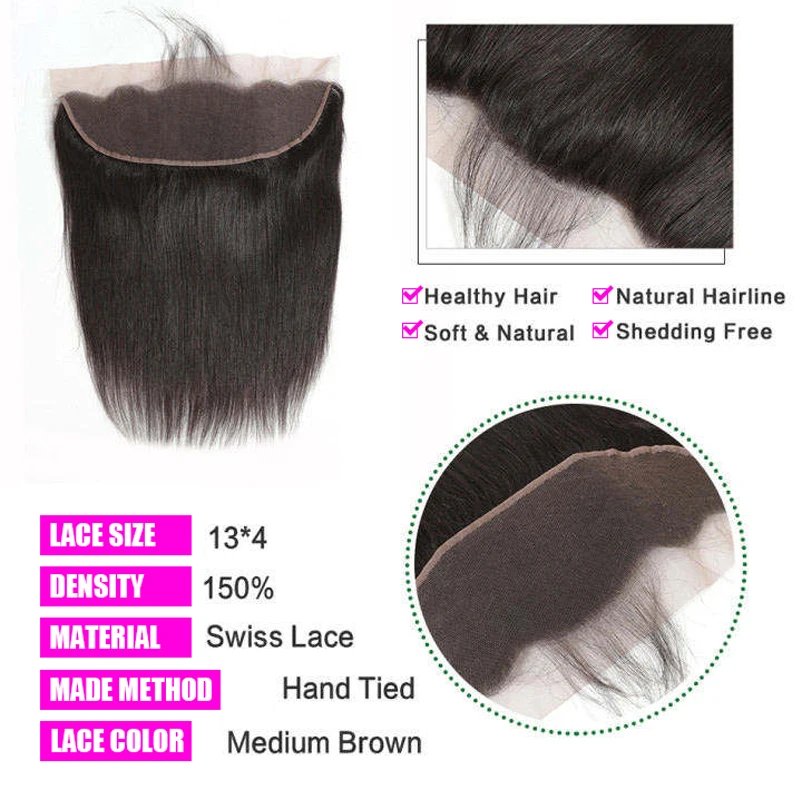 Straight Hair 13x4 HD Transparent Lace Frontal Pre plucked 100% Human Hair Natural Hair Line 4x4 Lace Closure With Baby Hair Straight Hair 13x4 HD Transparent Lace Frontal Pre plucked 100% Human Hair Natural Hair Line 4x4 Lace Closure With Baby Hair