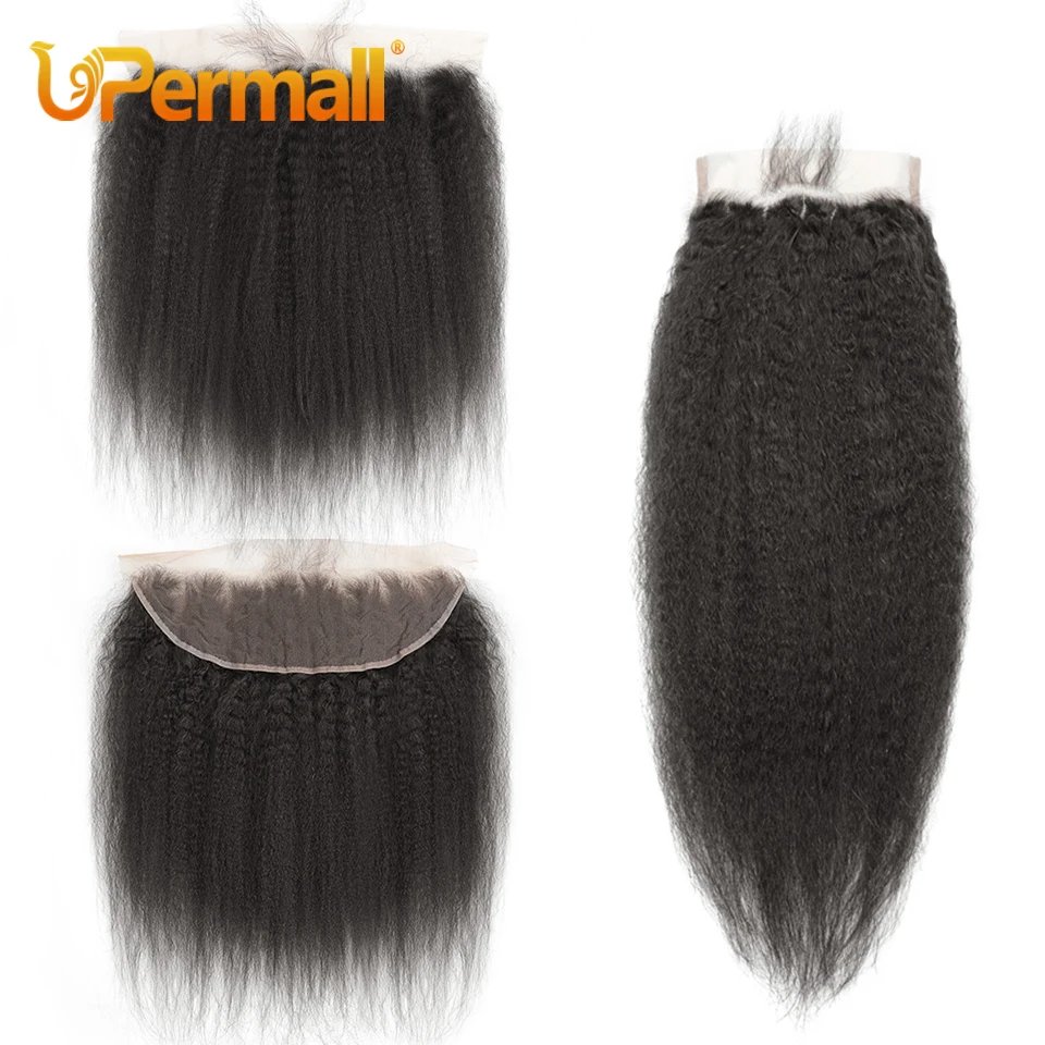 Upermall 13x4 Kinky Straight Lace Frontal Pre Plucked With Baby Hair HD Transparent Yaki 4x4 Closure Remy Human Hair For Women Upermall 13x4 Kinky Straight Lace Frontal Pre Plucked With Baby Hair HD Transparent Yaki 4x4 Closure Remy Human Hair For Women