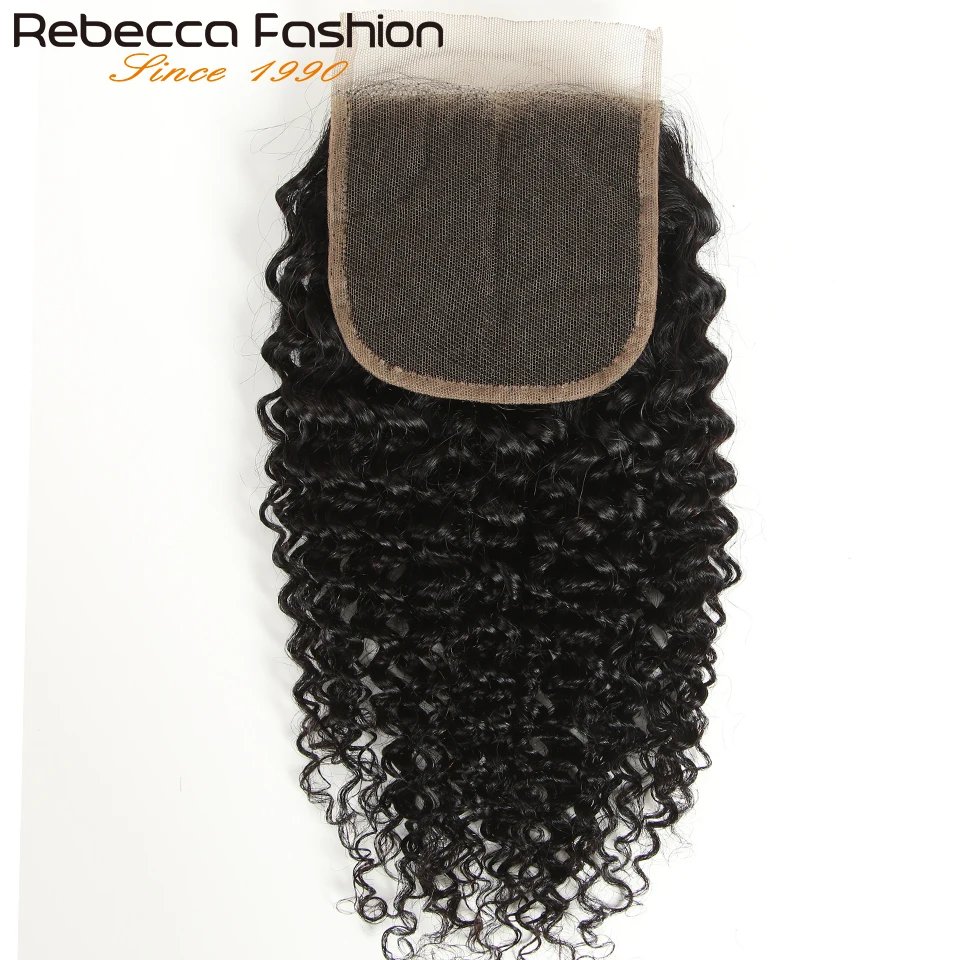 4X4 Kinky Curly Lace Closure Pre Plucked Human Hair Transparent Lace Closure With Baby Hair Brazilian Curly TOP Lace Closure