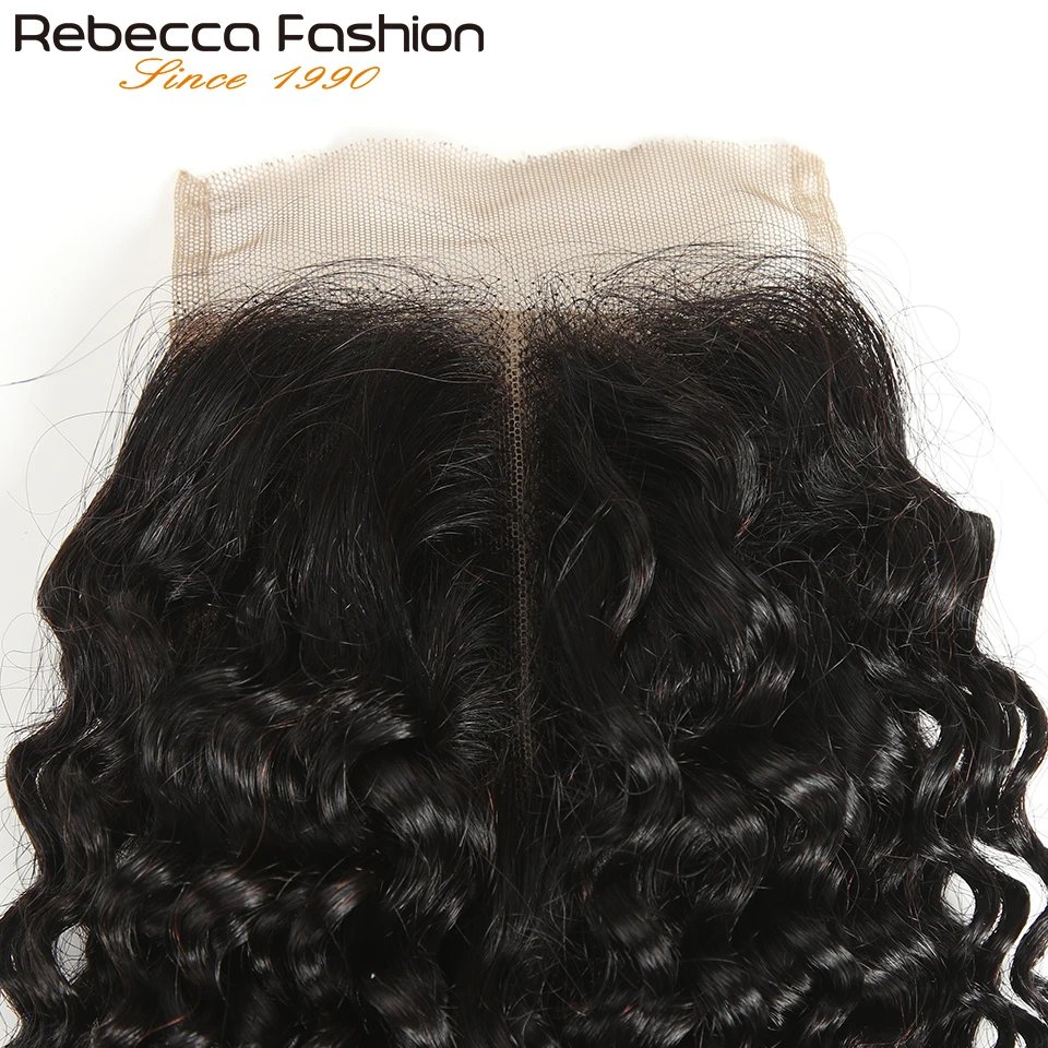 4X4 Kinky Curly Lace Closure Pre Plucked Human Hair Transparent Lace Closure With Baby Hair Brazilian Curly TOP Lace Closure