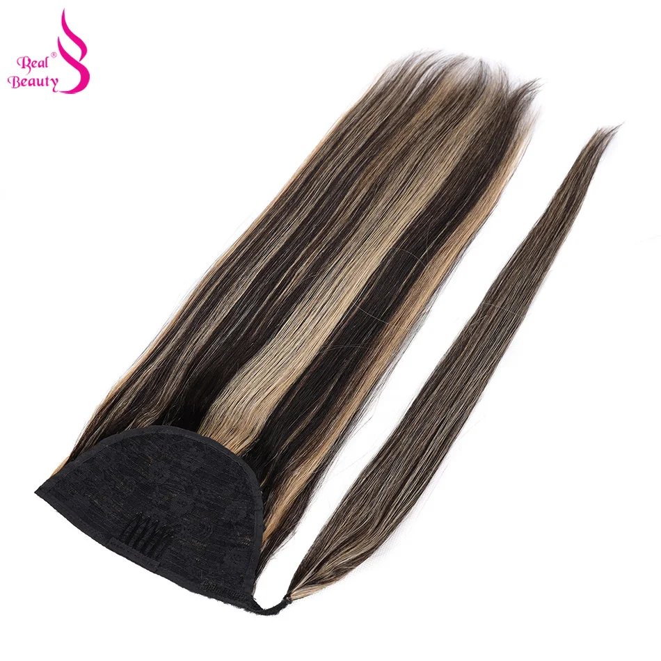 Real Beauty Ponytail Human Hair Wrap Around Horsetail Straight Brazilian100% Remy Human Hair Ponytail Extensions 60/100/120/150g