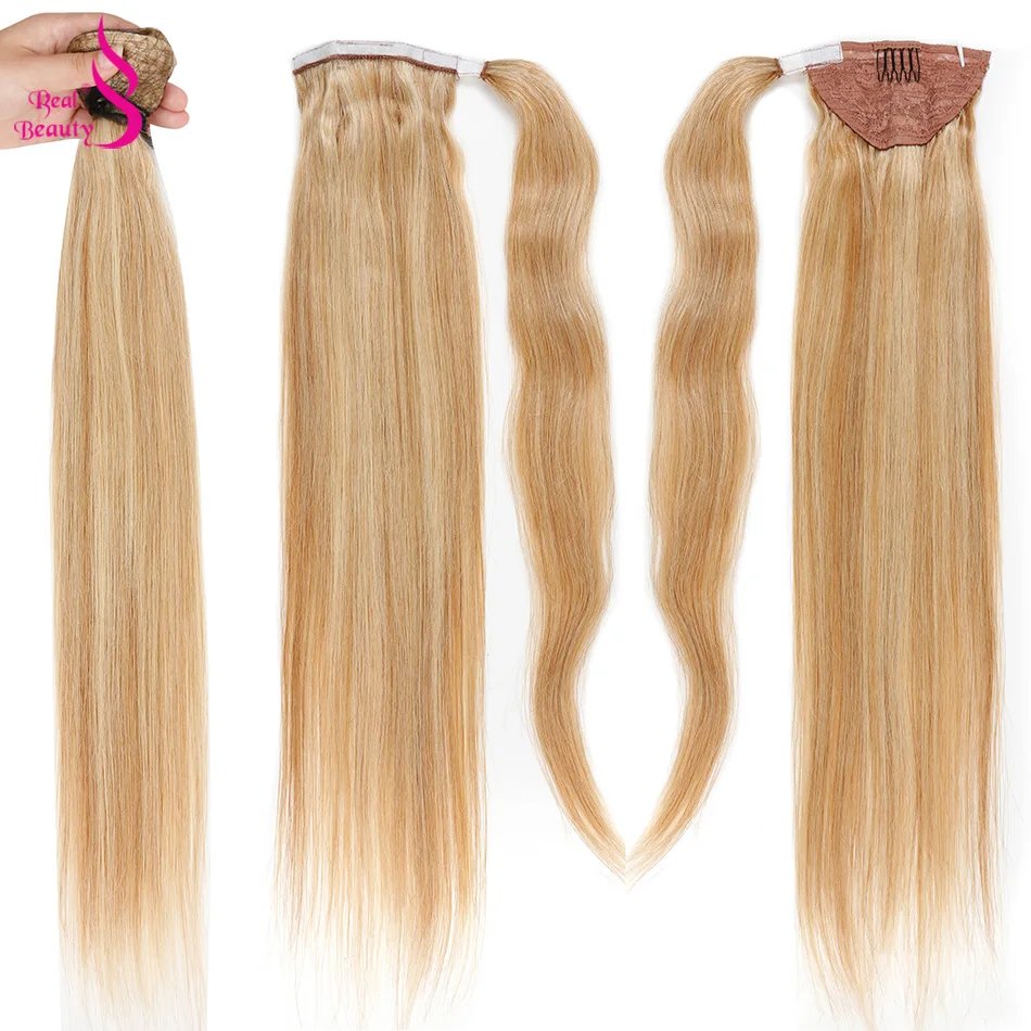 Real Beauty Ponytail Human Hair Wrap Around Horsetail Straight Brazilian100% Remy Human Hair Ponytail Extensions 60/100/120/150g