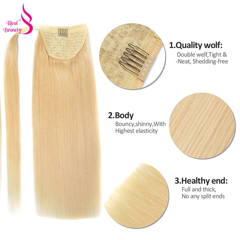Real Beauty Ponytail Human Hair Wrap Around Horsetail Straight Brazilian100% Remy Human Hair Ponytail Extensions 60/100/120/150g