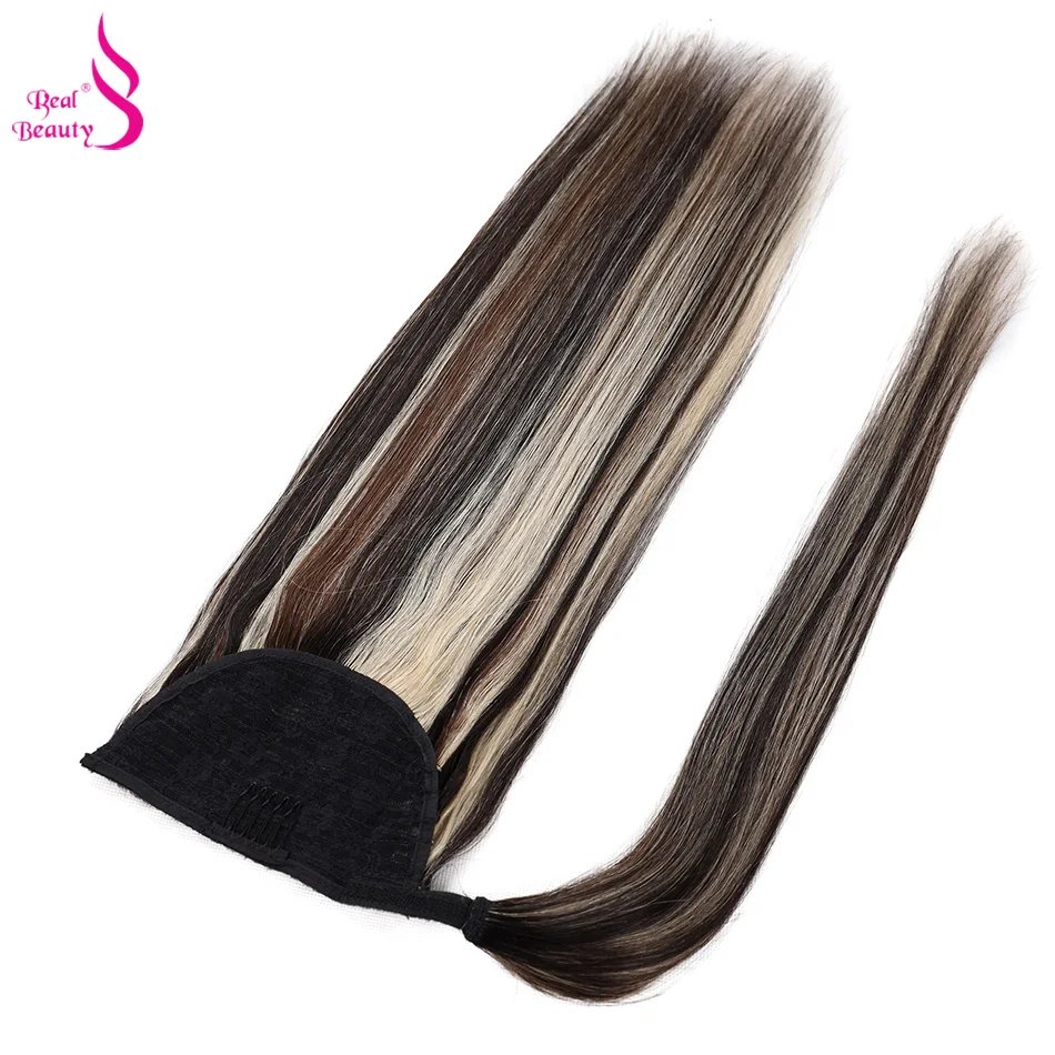 Real Beauty Ponytail Human Hair Wrap Around Horsetail Straight Brazilian100% Remy Human Hair Ponytail Extensions 60/100/120/150g