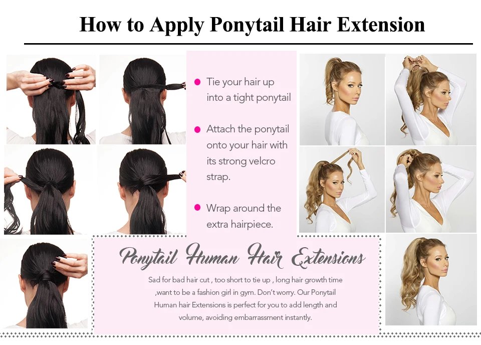 Real Beauty Ponytail Human Hair Wrap Around Horsetail Straight Brazilian100% Remy Human Hair Ponytail Extensions 60/100/120/150g