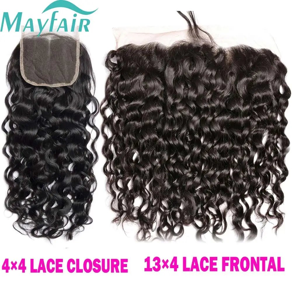 12A Lace HD Transparent Frontal 13x4 Water Wave 4X4 Closure Human Hair Brazilian Loose Closure Deep Water Kinky Curly Straight