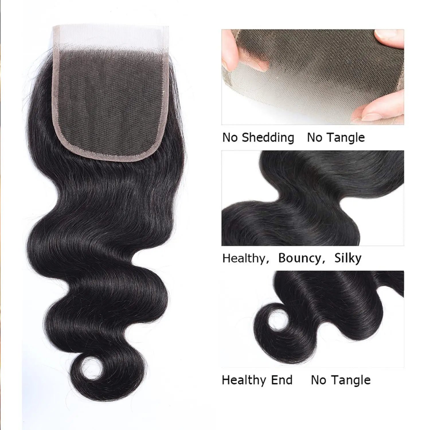 Body Wave 4x4 Lace Closure Swiss Transparent Lace Invisiblle Lace Closure Unprocessed Brazilian Human Hair Pre Plucked Hairline