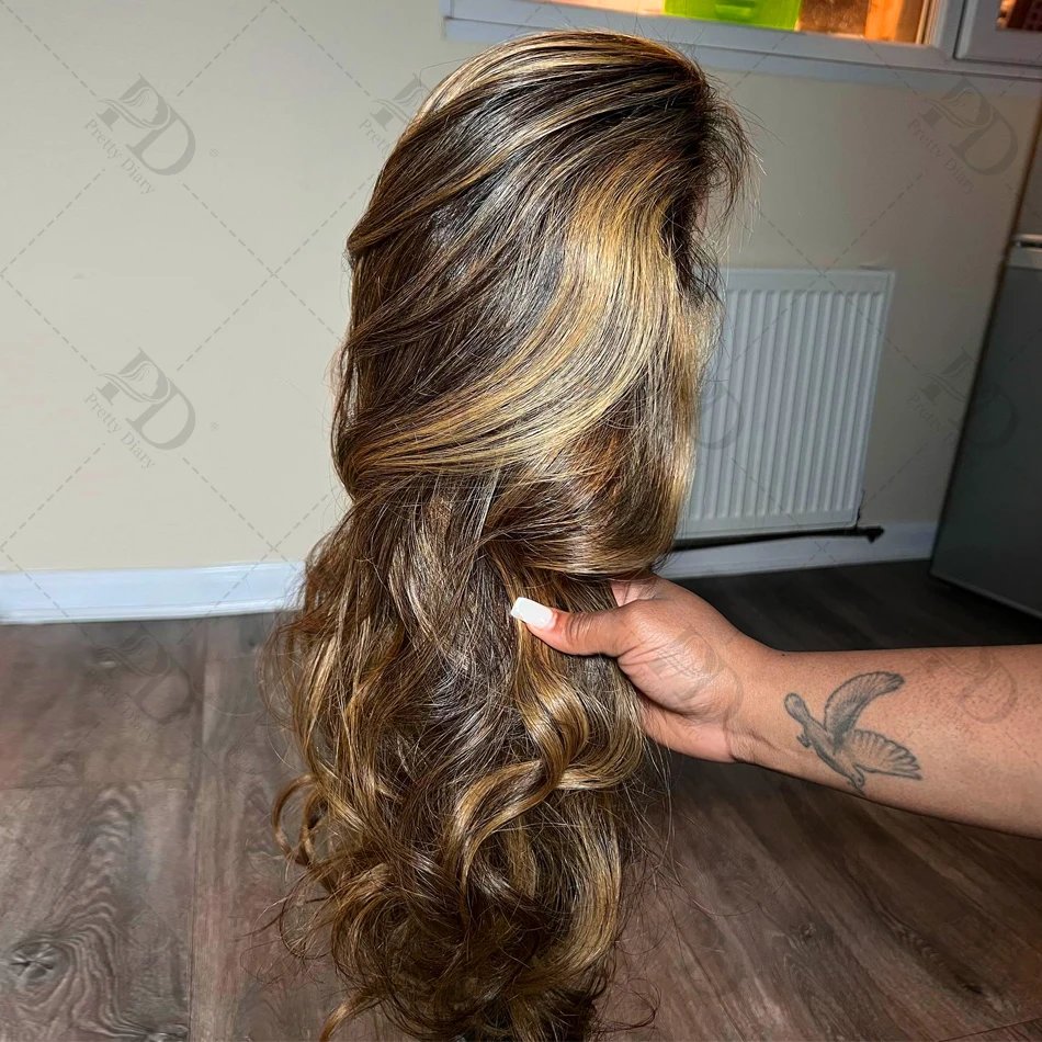 30 36 Inch Body Wave 13x4 Ombre Highlight HD Lace Frontal Wigs 13x6 4/27 Colored Wigs Lace Front Human Hair Wigs Transparent