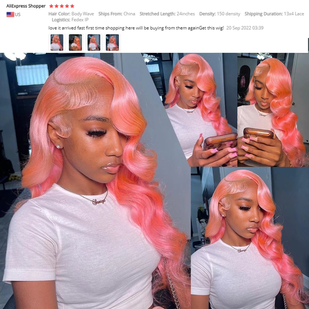 13x4 Body Wave Light Pink Lace Front Wig Human Hair Wigs Colored Wig Transparent 13x6 Hd Lace Frontal Wigs For Women 180 Density