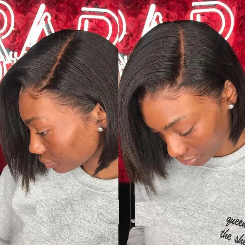 14 Inch Short Straight Bob Wig Human 13x4 Lace Transparent 150%  Frontal Hair Bob Wig PrePlucked Lace Front Human Hair Wigs