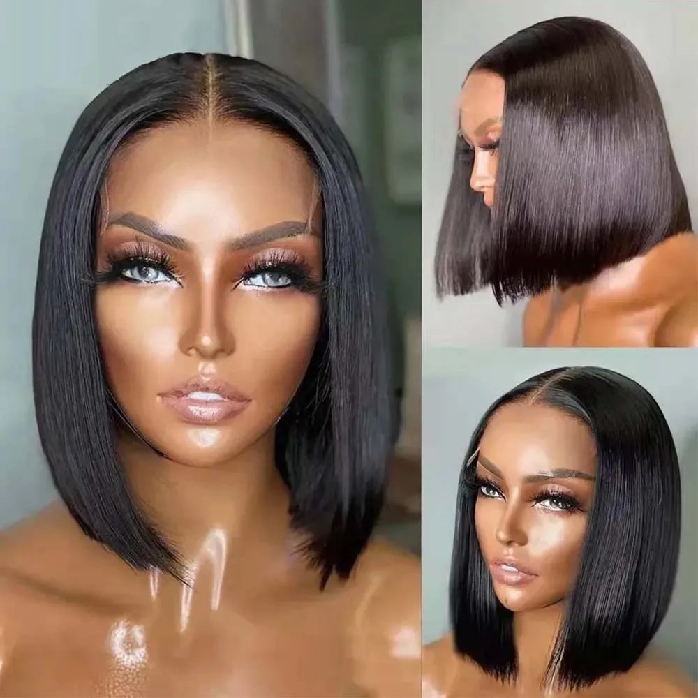 14 Inch Short Straight Bob Wig Human 13x4 Lace Transparent 150%  Frontal Hair Bob Wig PrePlucked Lace Front Human Hair Wigs