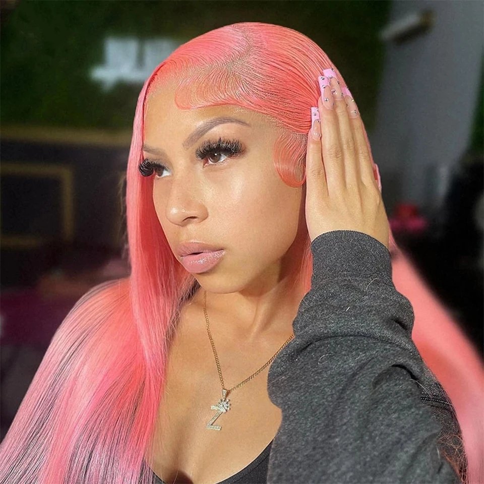 Bone Straight 13x6 HD Light Pink Lace Front Wigs 100% Human Hair For Women Brazilian 613 Color 13x4 Lace Frontal Wig Pre Plucked