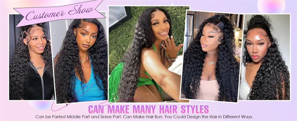 250% Curly Wigs Human Hair Lace Frontal Wig Deep Wave Human Hair Wigs Brazilian Remy 13x4 Water Wave Lace Front Human Hair Wig