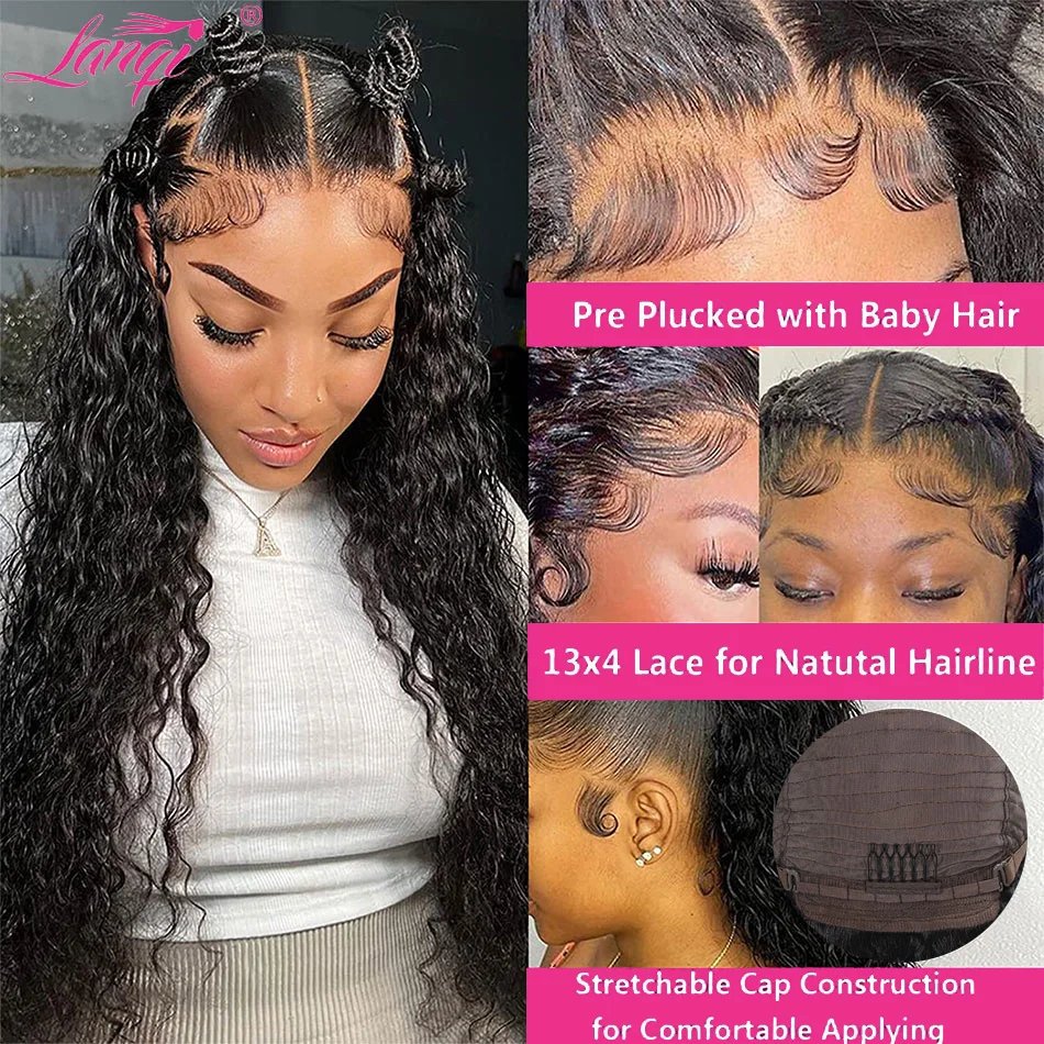 250% Curly Wigs Human Hair Lace Frontal Wig Deep Wave Human Hair Wigs Brazilian Remy 13x4 Water Wave Lace Front Human Hair Wig