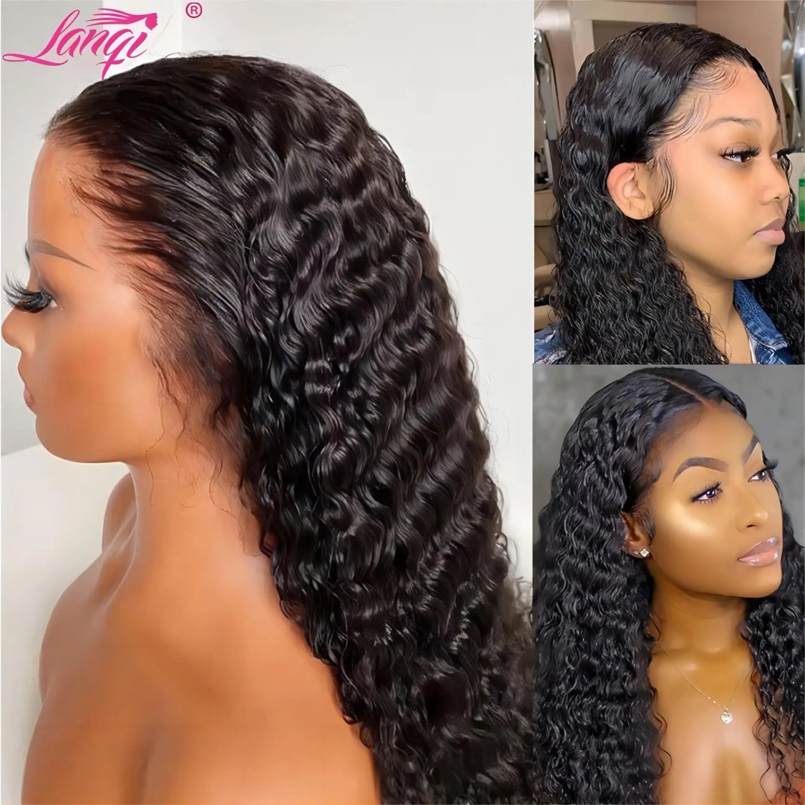 250% Curly Wigs Human Hair Lace Frontal Wig Deep Wave Human Hair Wigs Brazilian Remy 13x4 Water Wave Lace Front Human Hair Wig