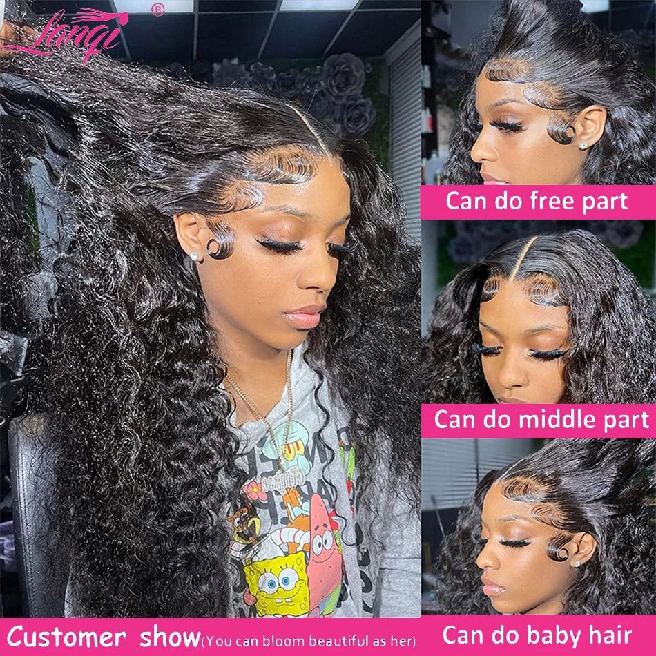250% Curly Wigs Human Hair Lace Frontal Wig Deep Wave Human Hair Wigs Brazilian Remy 13x4 Water Wave Lace Front Human Hair Wig