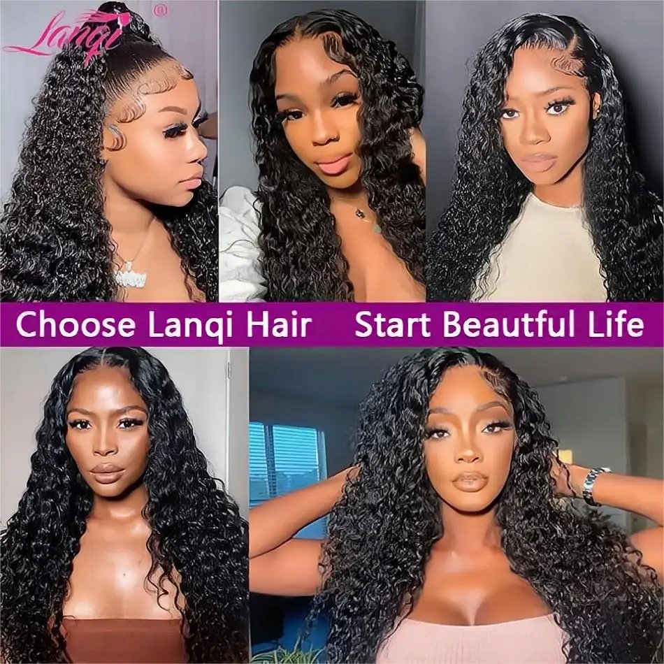 250% Curly Wigs Human Hair Lace Frontal Wig Deep Wave Human Hair Wigs Brazilian Remy 13x4 Water Wave Lace Front Human Hair Wig