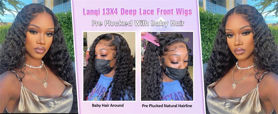 250% Curly Wigs Human Hair Lace Frontal Wig Deep Wave Human Hair Wigs Brazilian Remy 13x4 Water Wave Lace Front Human Hair Wig
