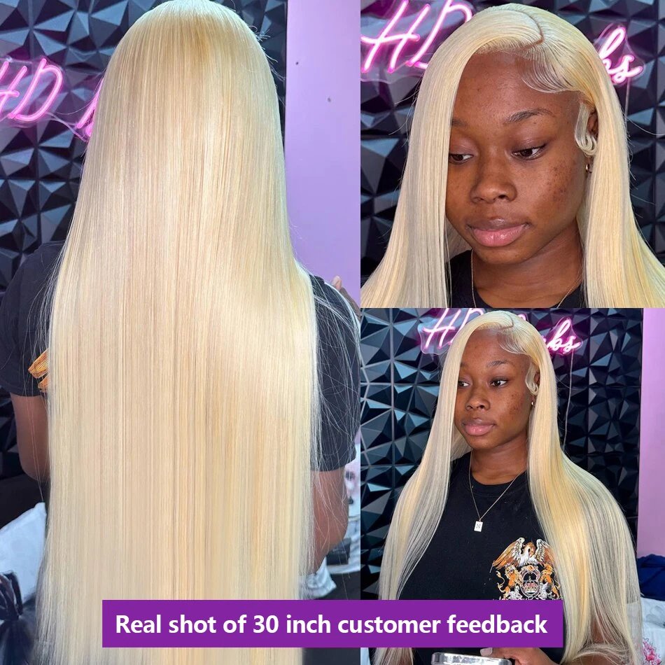 30 40 Inch 613 Honey Blonde 13x4 Lace Front Human Hair Wigs Brazilia Straight 250 Density 13x6 HD Transparent Frontal Wig Women