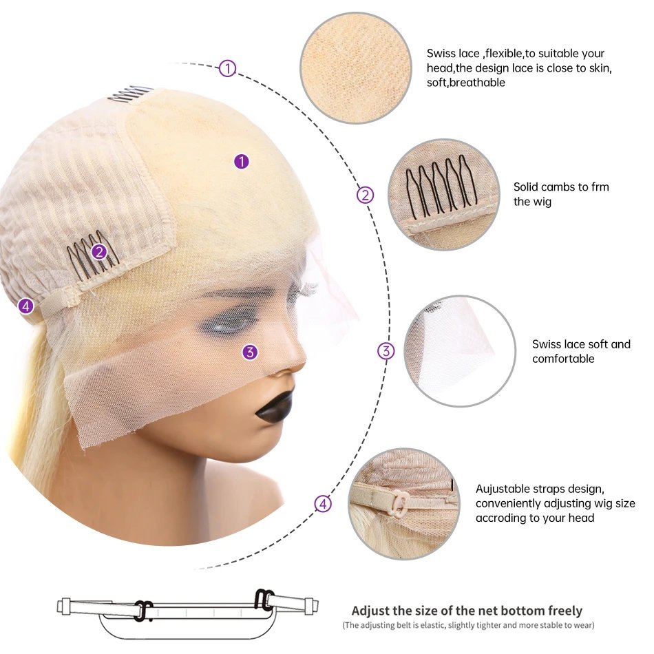 30 40 Inch 613 Honey Blonde 13x4 Lace Front Human Hair Wigs Brazilia Straight 250 Density 13x6 HD Transparent Frontal Wig Women