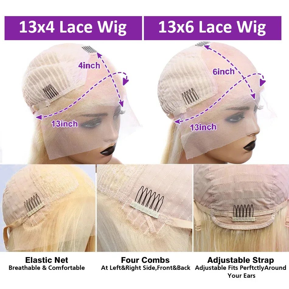30 40 Inch 613 Honey Blonde 13x4 Lace Front Human Hair Wigs Brazilia Straight 250 Density 13x6 HD Transparent Frontal Wig Women