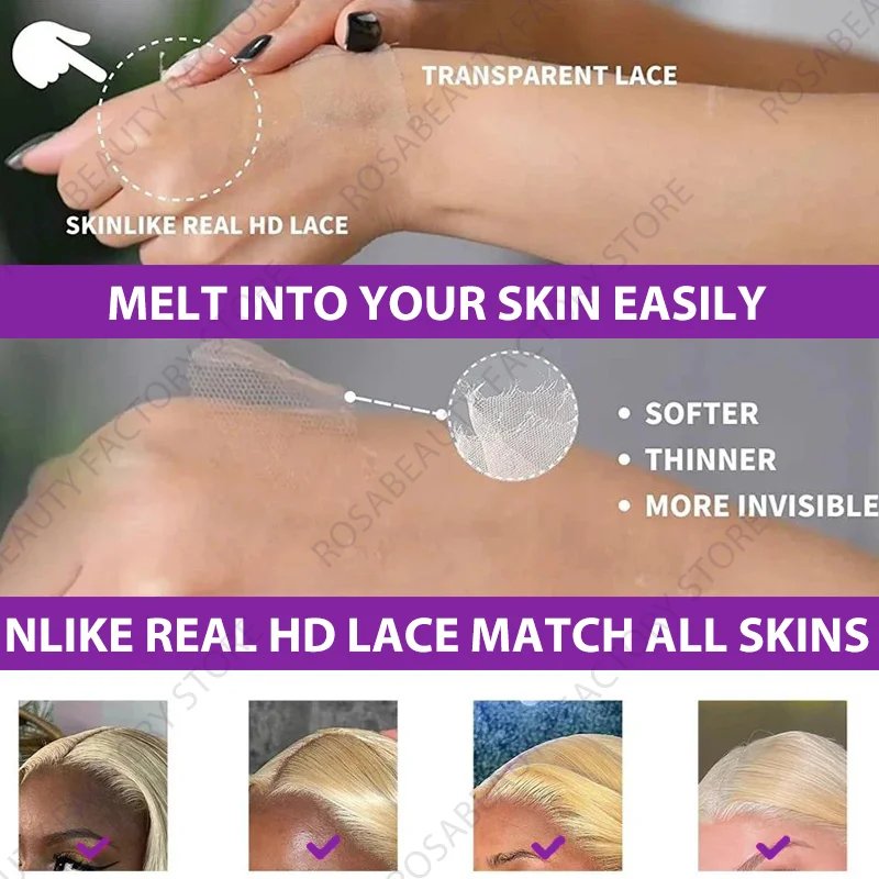 30 40 Inch 613 Honey Blonde 13x4 Lace Front Human Hair Wigs Brazilia Straight 250 Density 13x6 HD Transparent Frontal Wig Women