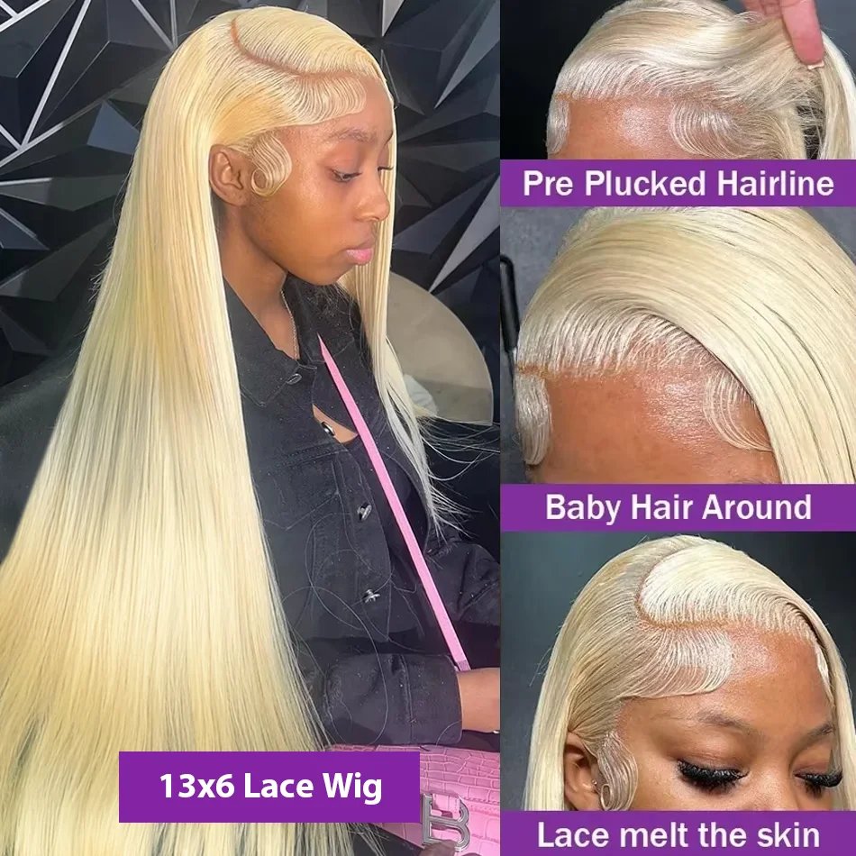 30 40 Inch 613 Honey Blonde 13x4 Lace Front Human Hair Wigs Brazilia Straight 250 Density 13x6 HD Transparent Frontal Wig Women