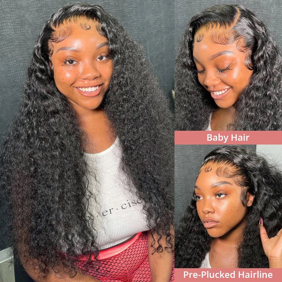 40 46 Inch Deep Wave 13x4 Lace Frontal Wig Hd Lace Front Human Hair Wig Brazilian 13x6 Water Curly HD Lace Front Wigs PrePlucked