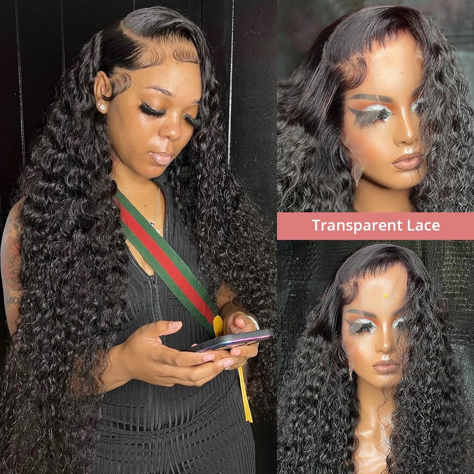 40 46 Inch Deep Wave 13x4 Lace Frontal Wig Hd Lace Front Human Hair Wig Brazilian 13x6 Water Curly HD Lace Front Wigs PrePlucked